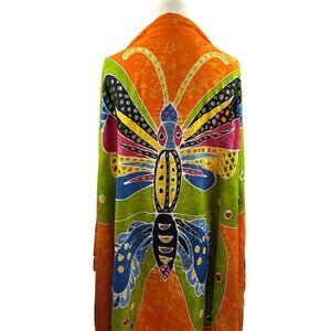 Handmade Batik Butterfly Sarong Wrap Scarf Shawl One Size Primitive Vibes Hawaii